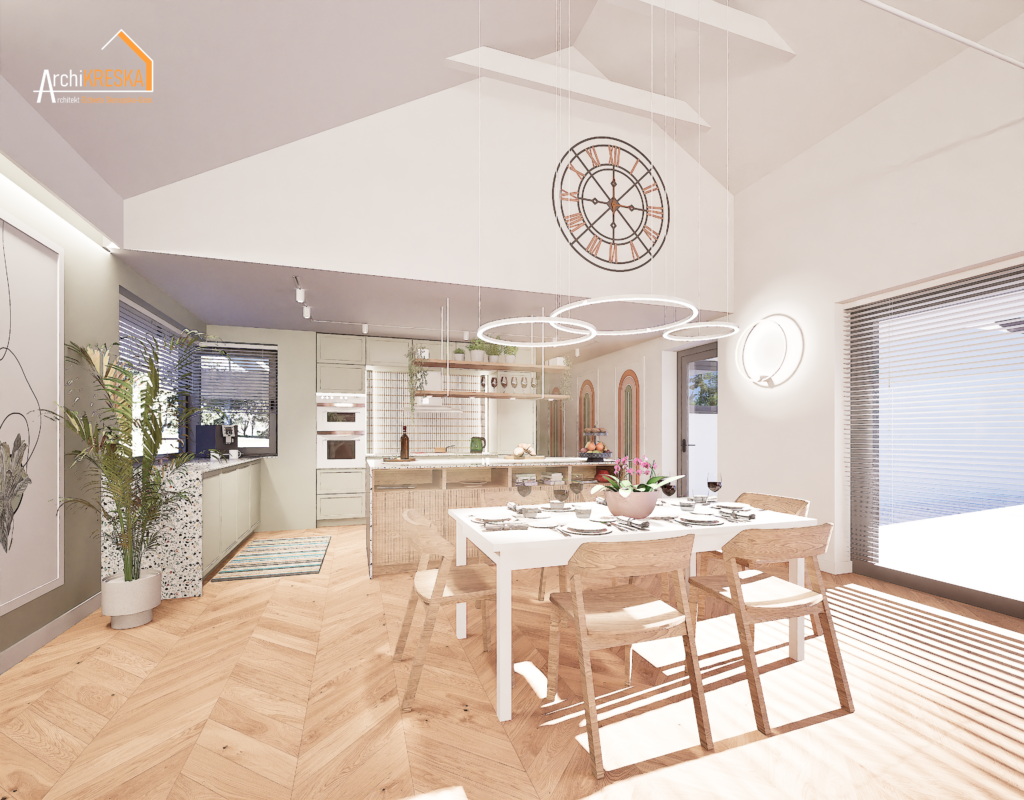Projekt salonu z jadalnią
